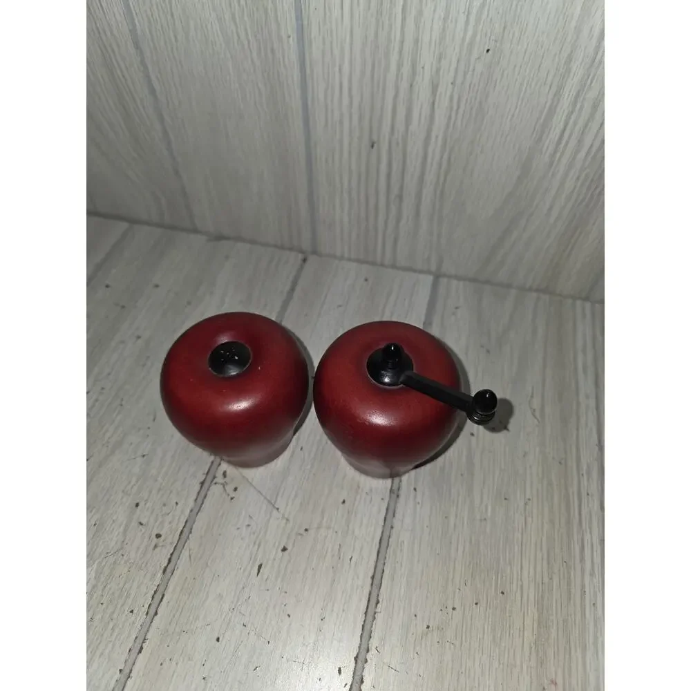 Vintage Wooden Apple Shaped Salt Shaker & Pepper Mill/Grinder Set Farmhouse